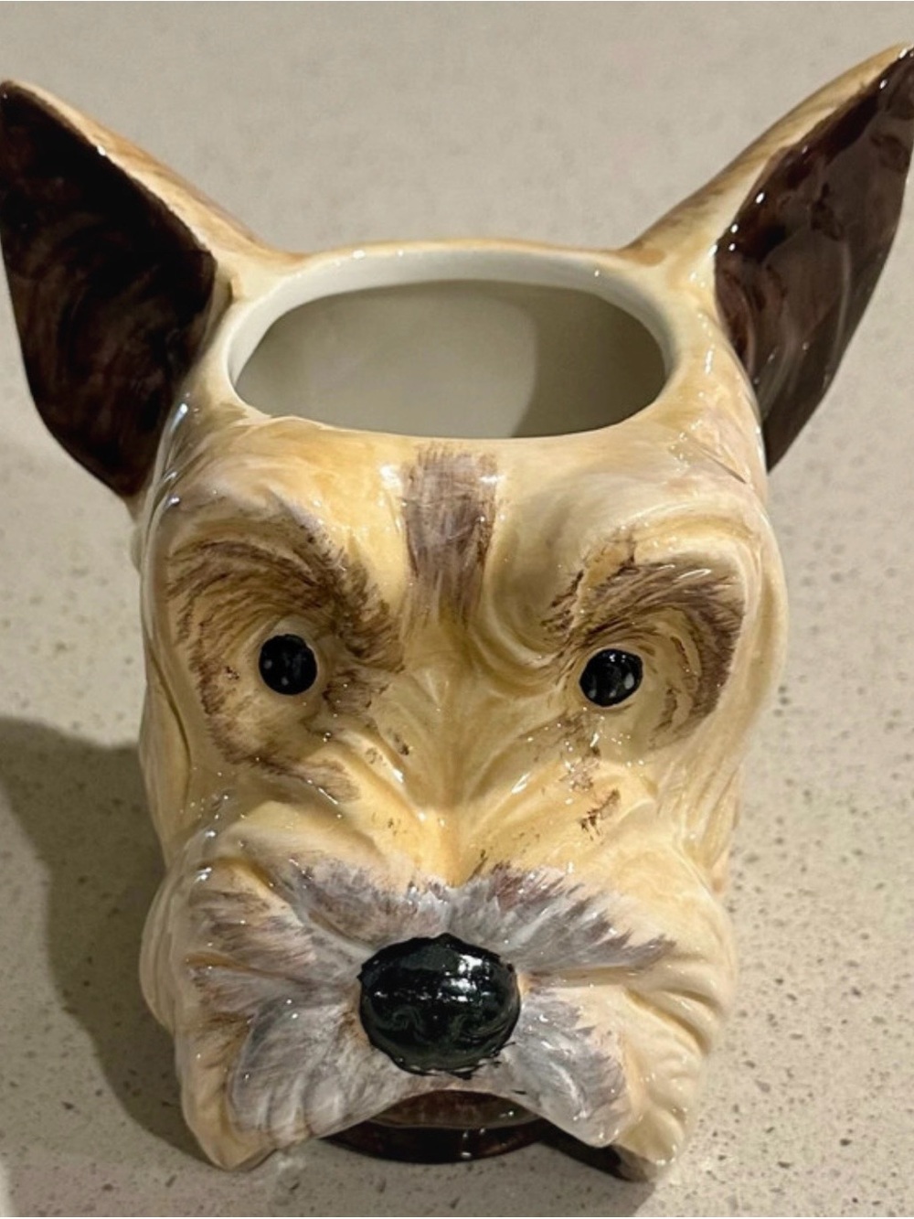 Hobby Lobby Ceramic Dog Face Planter in Beige and Brown